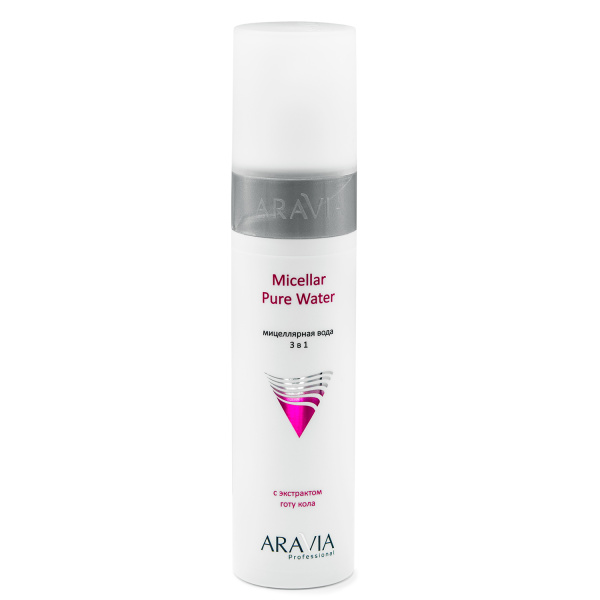 Мицеллярная вода 3 в 1 с экстрактом готу кола Micellar Pure Water, 250 мл ARAVIA Professional