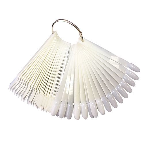 Палитра для лаков Веер миндалевидная молочная на кольце 50 шт 