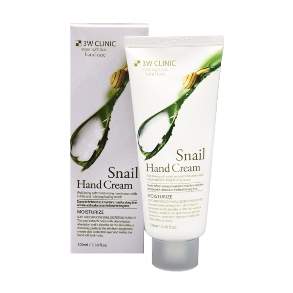 Увлажняющий крем для рук с муцином улитки Moisturizing Snail Hand Cream 100 мл 3W CLINIC