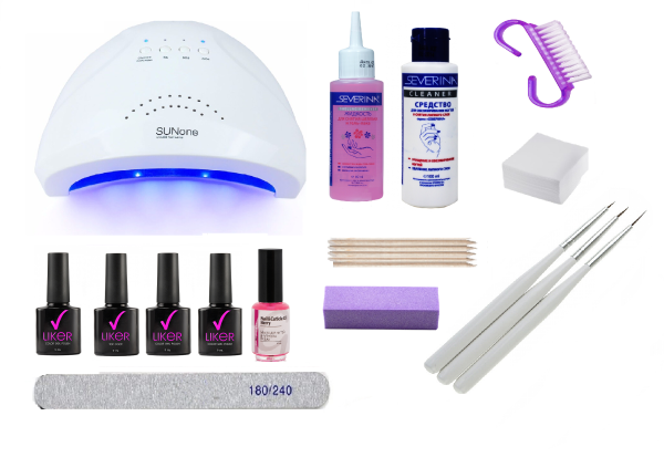 Набор для гель-лакового маникюра №1 с лампой 48 вт