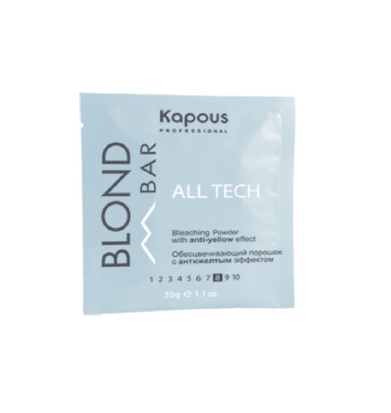 Обесцвечивающий порошок «All Tech» с антижелтым эффектом Blond Bar 30гр. Kapous 