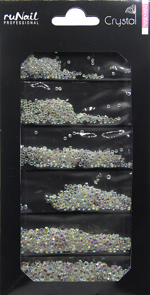 Стразы разноразмерные цвет голографический, прозрачный, 1,5/1,8/2/2,3/2,7/3 мм, 1728 шт