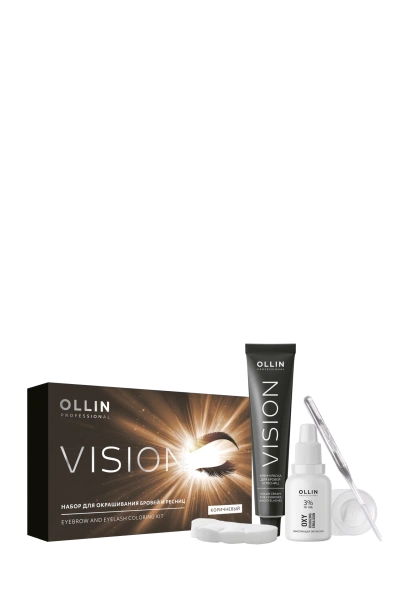 Набор для окрашивания бровей и ресниц (коричневый) OLLIN VISION