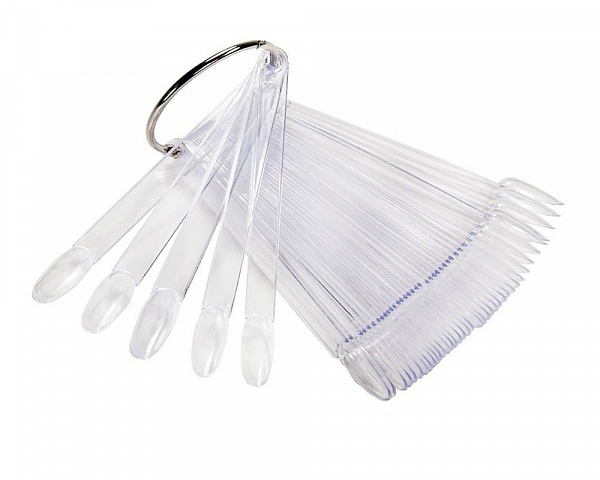 Палитра для лаков Веер миндалевидная (прозрачная) на кольце 50 шт 