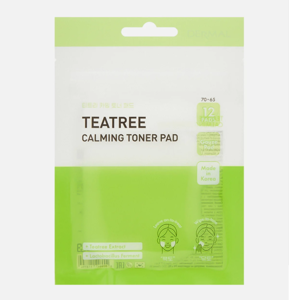 DERMAL. Тонизирующие пэды с экстрактом чайного дерева, Tea Tree Calming Toner Pad,12 шт 23мл