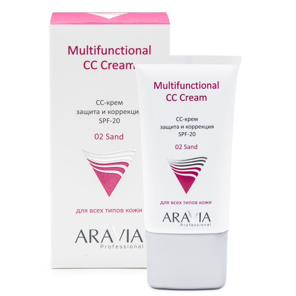 СС-крем защитный SPF-20 Multifunctional CC Cream,  Sand 02, 50 мл ARAVIA Professional