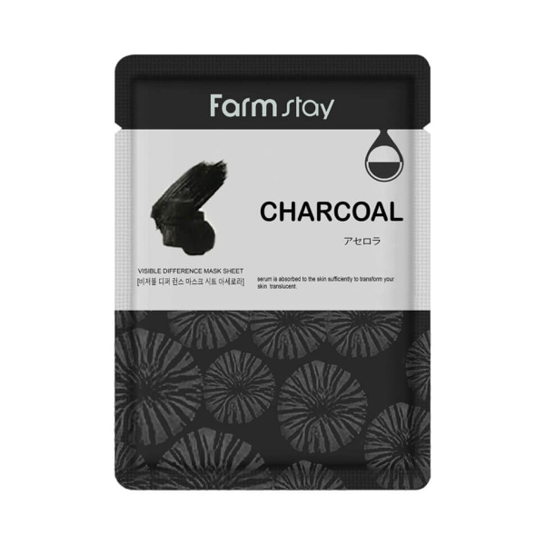 Маска для лица очищающая Visible Difference "Charcoal" Mask Sheet Farmstay