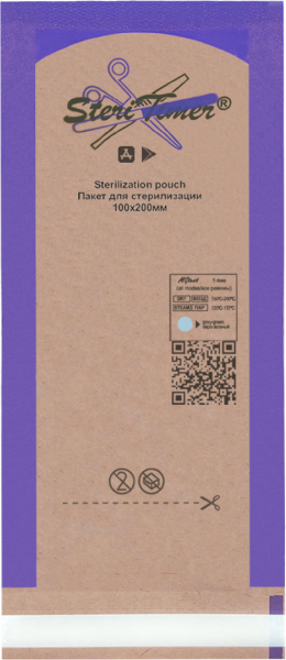 Крафт-пакеты для стерилизации 100x200мм комбинированный 100шт Steritimer