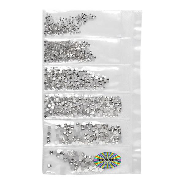 Стразы пламенные разноразмерные 3D SS4-SS16 серебро