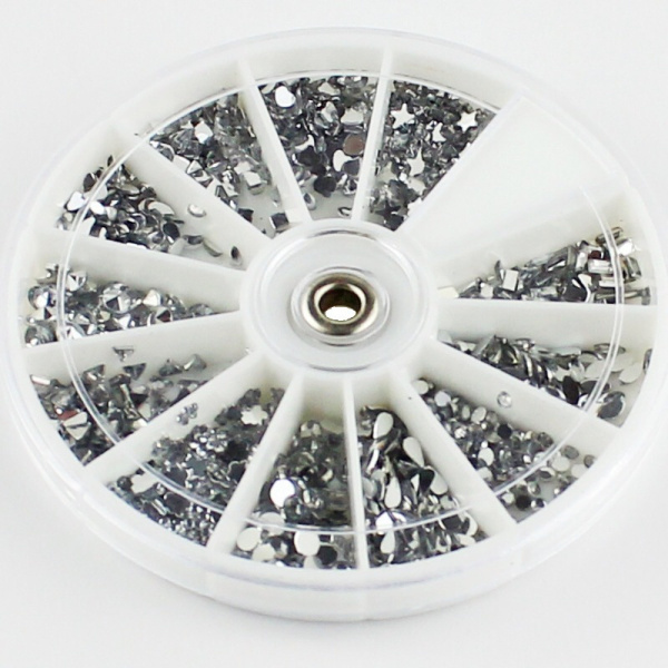 Набор серебристых украшений для дизайна ногтей карусель