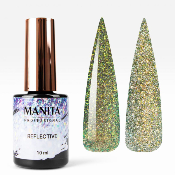 Гель лак MANITA MULTICHROME REFLECTIVE №05 светоотражающий с хлопьями юки 10 мл