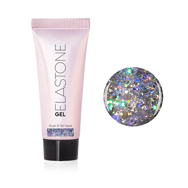 Гибрид акрила и геля №7057 для наращивания Glitter mix ELASTONE GEL 18 мл Runail 