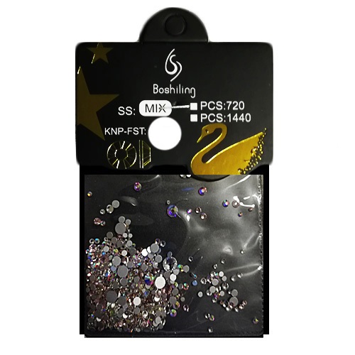 Стразы кристалл голография микс размеров SS3-SS20 1440 шт