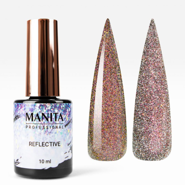 Гель лак MANITA MULTICHROME REFLECTIVE №02 светоотражающий с хлопьями юки 10 мл