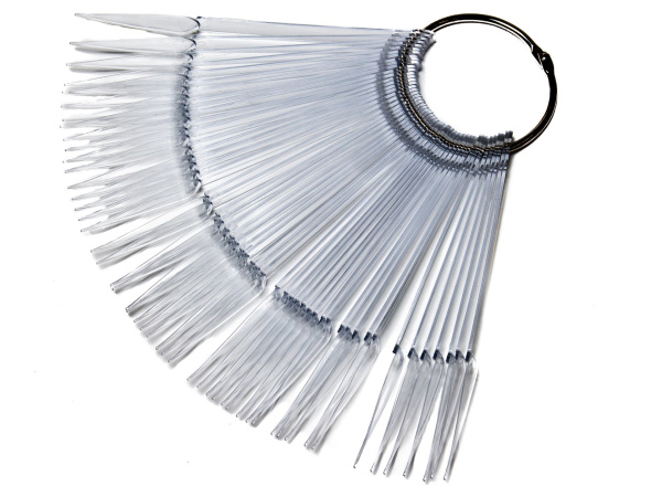 Палитра для лаков Веер Острый ( Стилет) 50 шт. на кольце. Прозрачная