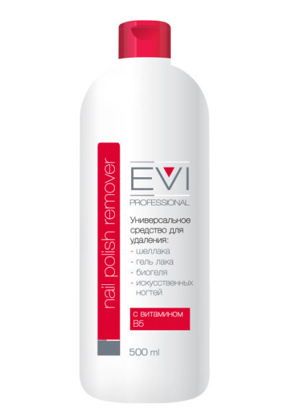 Универсальное средство для удаления лака, гель-лака, био-геля и искуственн 500 мл. EVI professional
