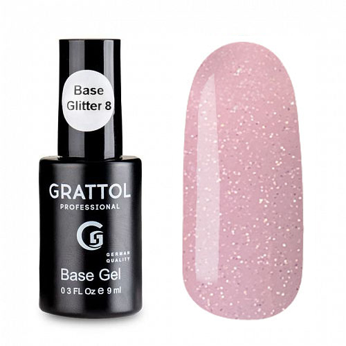 База Камуфлирующая Glitter Gel №8 Grattol 9 мл 