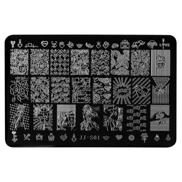 Пластина для стемпинга металлическая, 9,5x14,5см (050 JJ-S01)