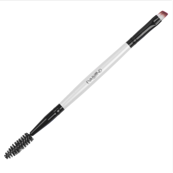 Кисть макияжная двухсторонняя для бровей скошенная и винтовая щетка  EVABOND