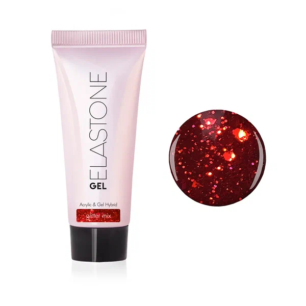 Гибрид акрила и геля №7058 для наращивания Glitter mix ELASTONE GEL 18 мл Runail 