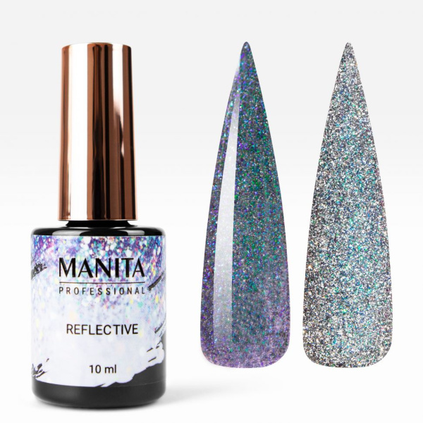 Гель лак MANITA MULTICHROME REFLECTIVE №04 светоотражающий с хлопьями юки 10 мл