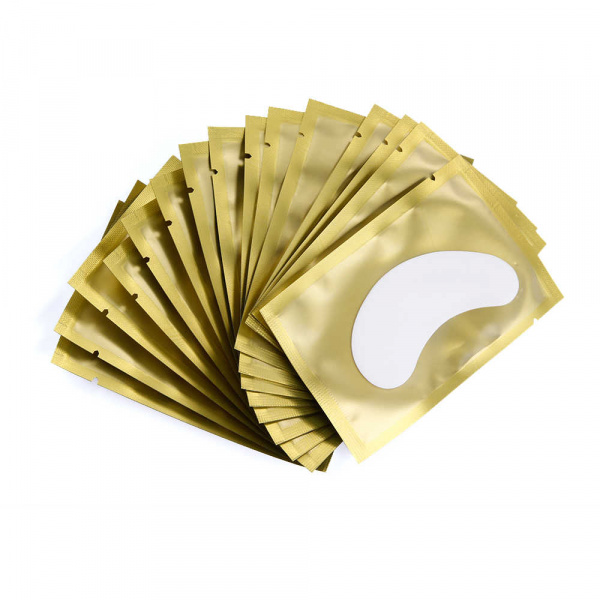 Патчи под глаза 50 пар для наращивания и окрашивания ресниц классические, золотая упаковка 