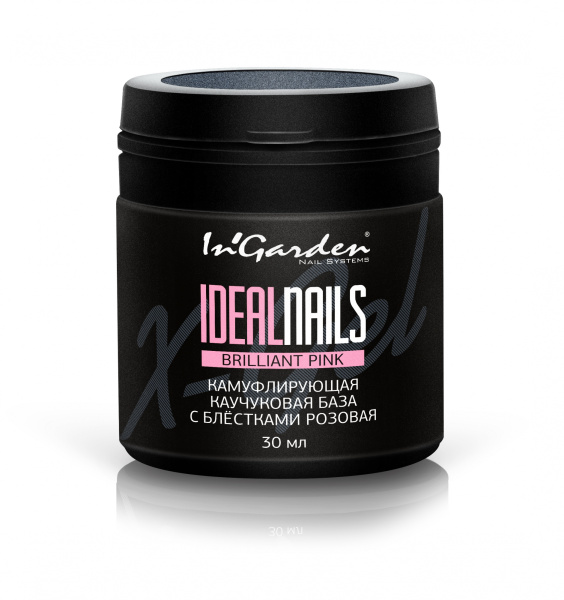 Камуфлирующая каучуковая база для гель-лака розовая с блестками 30 мл Ingarden