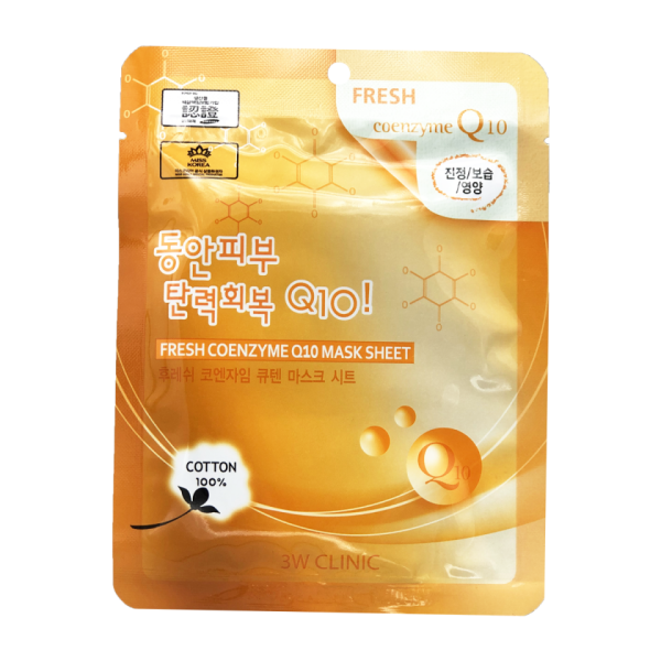 Тканевая маска для лица с коэнзимом Fresh Coenzyme Q10 Mask Sheet 3W CLINIC