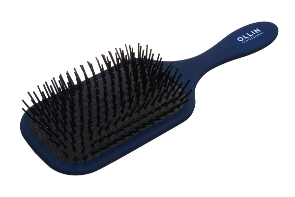 Щетка массажная прямоугольная синяя, велюр OLLIN Prof  