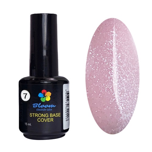 База Strong жесткая №7 светло-розовая с блестками 15 мл Bloom