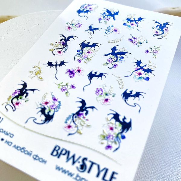 Слайдер-дизайн SPARKLE Черный дракон с цветами sd9-501