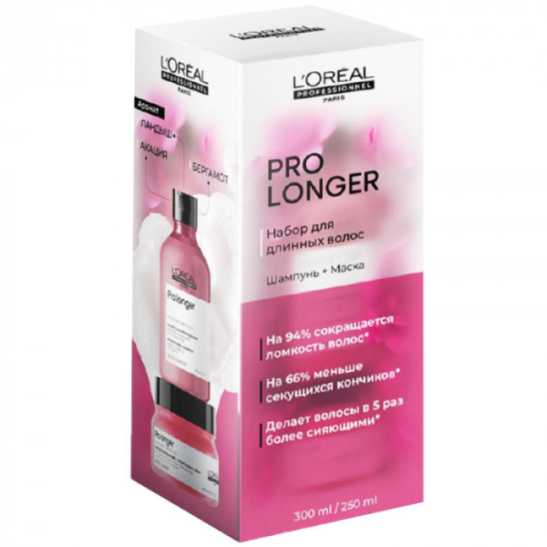 Набор подарочный L'Oreal Professionnel Весна 2025 Pro Longer шампунь, 300 мл + маска, 250 мл