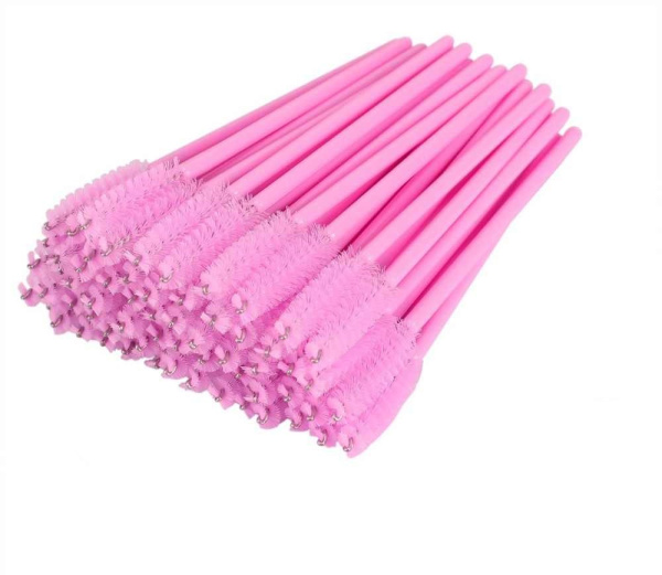 Одноразовая щеточка для ресниц и бровей 50 шт Розовая