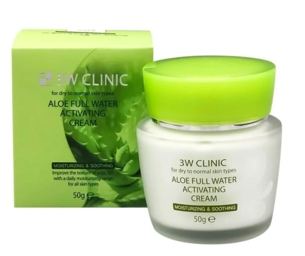 Увлажняющий крем с экстрактом алоэ вера  Aloe Full Water Activating Cream 3W CLINIC