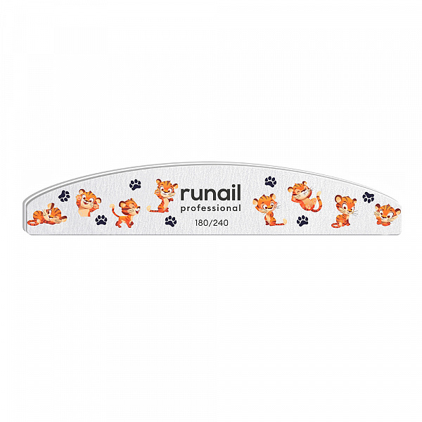 Пилка для ногтей 180/240 "Тигры" белая, полукруг,  №6847	