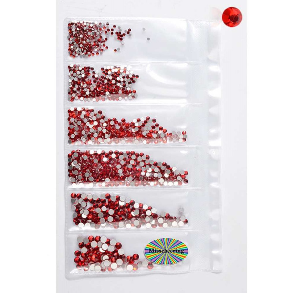 Стразы пламенные разноразмерные 3D SS4-SS16 красные