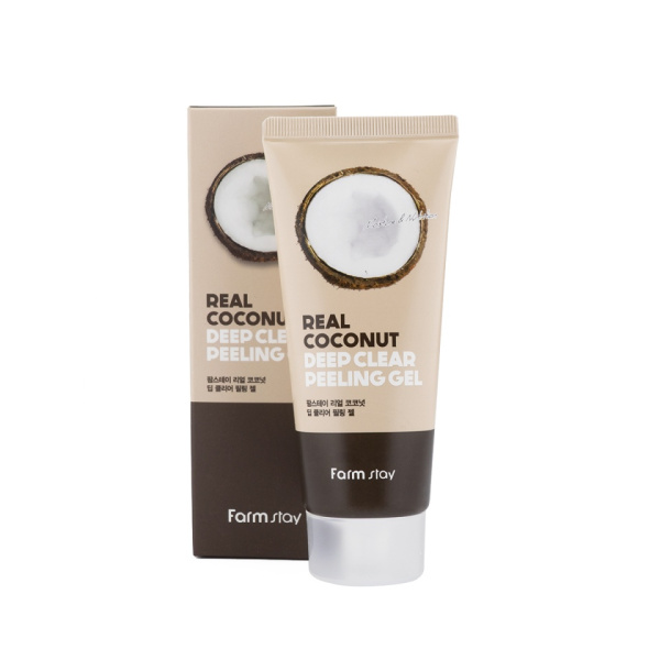 Отшелушивающий гель с экстрактом кокоса Real Coconut Deep Clear Peeling Gel FarmStay 													
