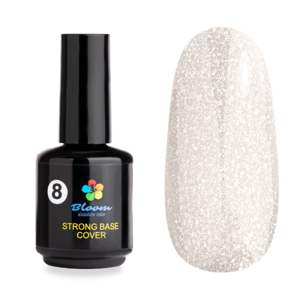 База Strong жесткая №8 молочная с блестками 15 мл Bloom