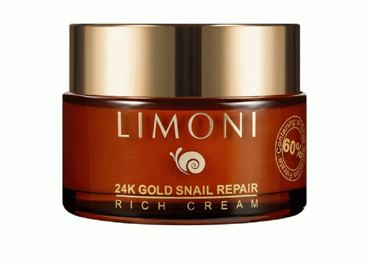 Крем для лица с золотом и экстр. слизи улитки 24K Gold Snail Repair Rich Cream 50ml Limoni