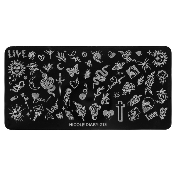 Пластина для стемпинга металлическая, 6x12см (164 NICOLE DIARY 213)