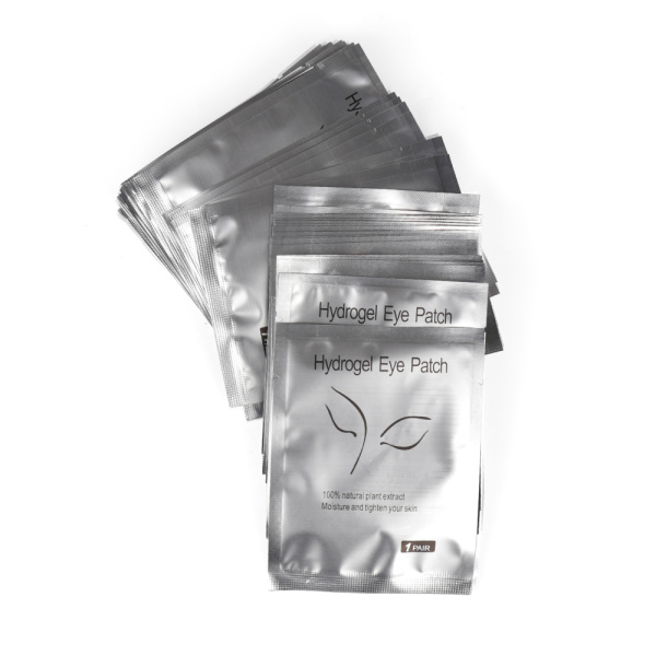 Патчи под глаза 50 пар для наращивания и окрашивания ресниц классические, серебряная упаковка 