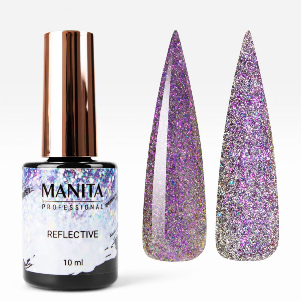 Гель лак MANITA MULTICHROME REFLECTIVE №08 светоотражающий с хлопьями юки 10 мл