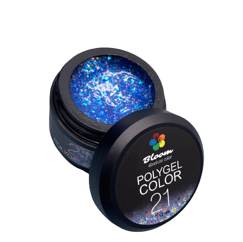 Полигель №21 синий с блестками 12 мл Bloom 