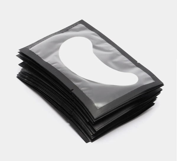 Патчи под глаза 50 пар для наращивания и окрашивания ресниц классические, черная упаковка 