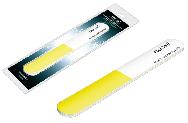 Полировщик для натуральных ногтей тонкий 320/500/1500 Runail желтый