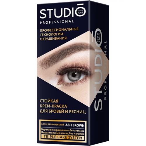 Крем-краска стойкая Studio Professional для бровей и ресниц, пепельно-коричневый, 50 мл + оксид, 30 