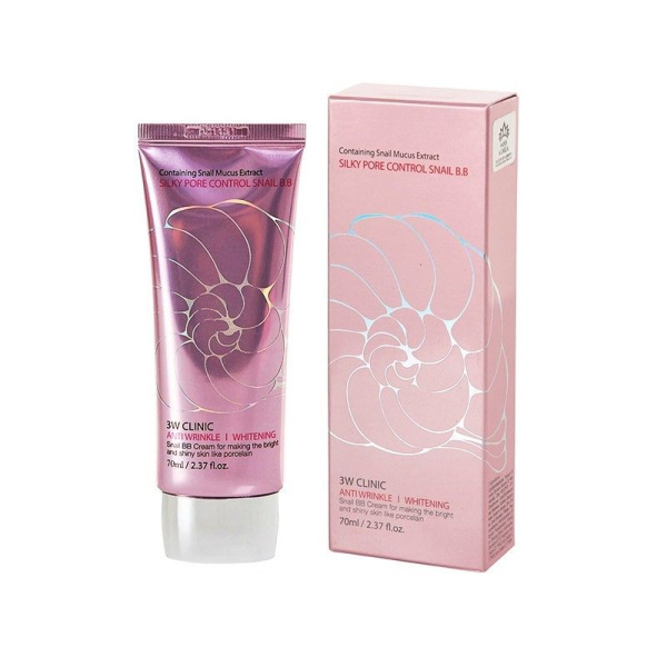 3W CLINIC ВВ-крем для лица с муцином улитки, SILKY PORE CONTROL BB CREAM, 70 мл