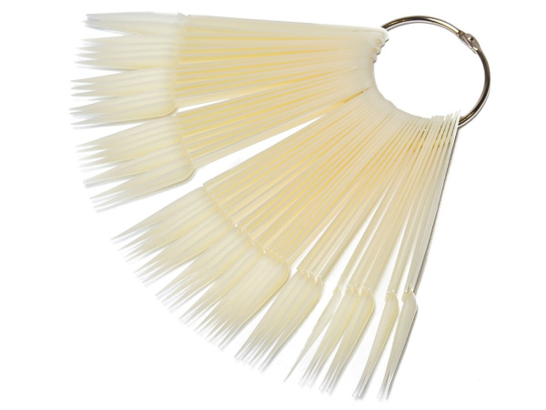 Палитра для лаков Веер Острый ( Стилет) 50 шт. на кольце. Цвет слоновая кость.