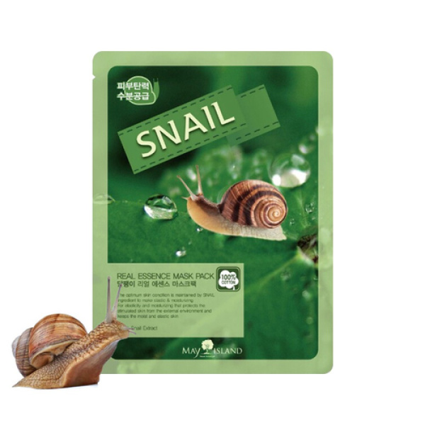 Тканевая маска для лица Real Essence Mask Pack Snail 25мл May Island