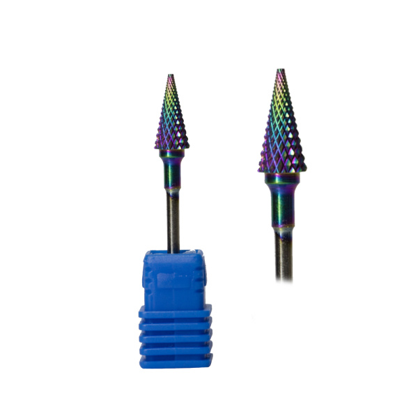 Фреза твердосплавная Конус "Елка" 6 мм средняя насечка радужная